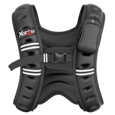 Imagem de XGSW Colete ponderado, 2,7 kg/3,6 kg/5,4 kg/7,3 kg/9,1 kg, colete com faixa refletiva para treino, fitness, corrida, treinamento de força, musculação, perda de peso, halterofilismo (preto, 5,4 kg)