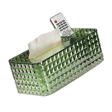 Imagem de AYNEFY Caixa de Tecido Decorativa Suporte para Caixa de Tecido 2 Compartimentos Design de Armazenamento Tampa da de Boca Larga Porta-guardanapo Retangular para Colocar Maquiagem Com Caneta de (Verde)