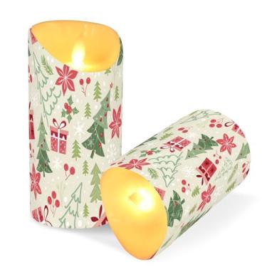 Imagem de ATTX Pacote com 2 velas de árvore de Natal sem chamas – 7,6 cm x 9,9 cm de LED com controle remoto e temporizador para casa, casamento, decoração de acampamento #758