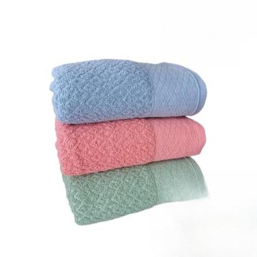 Imagem de Toalha Banho Toalhas de Banho Grandes e Macias 100% AlgodãO Puro Altamente Absorvente AgradáVel ao Toque Adequado para Todos os Tipos de Casas de Banho(Azul/Rosa/Verde)