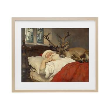 Imagem de Stupell Industries "Goodnight Santa & Reindeer", Impressão emoldurada sob vidro, marrom, 16 x 13