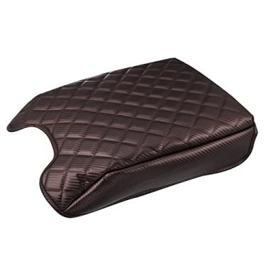 Imagem de X AUTOHAUX Capa para console central de couro sintético marrom almofada protetor de braço substituição para Ford F150 2015-2020 pontos marrom profundo