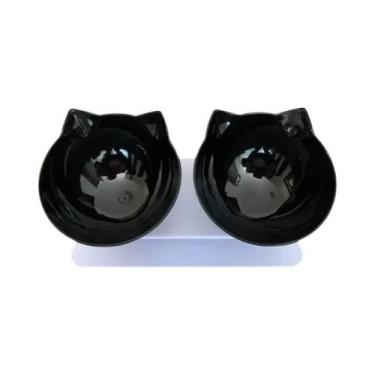 Imagem de Tigela Dupla Antiderrapante Para Gatos E Cães Com Suporte, Alimentador