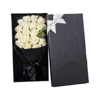 Imagem de Caixa de presente de buquê de flores de rosas artificiais – para namorada, mãe, Natal, Dia dos Namorados, presentes de casamento (champanhe)