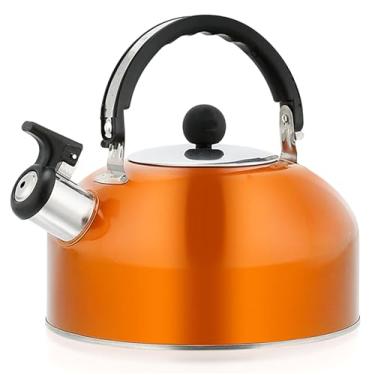 Imagem de Chaleira de chá de 3 L, chaleira de aço inoxidável de grau alimentício é a melhor para ferver água, preparar chá e fazer café (laranja)