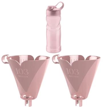 Imagem de Conjunto de 2 Suporte para Filtro de Café 103 Rosa + 1 Garrafa de Hidratação Fitness 500ml Rosa