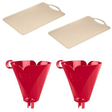 Imagem de Conjunto de 2 Suporte para Filtro de Café 103 Vermelho + 2 Tábua de Cozinha Multiuso Pequena Cinza