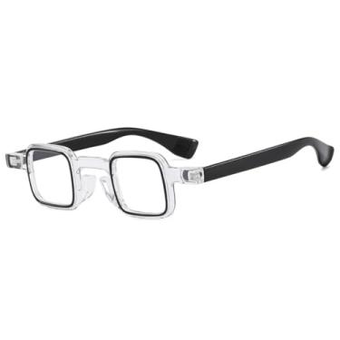 Imagem de Óculos de Sol Pequenos e Modernos Femininos com Lentes Transparentes Degradê e Proteção UV400, Estilo Retrô Masculino, Duas Cores (Preto Transparente)