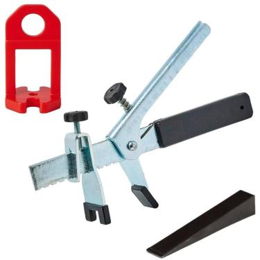 Imagem de Alicate De Aço + Nivelador 1,5Mm Vermelho + Cunha Plástica