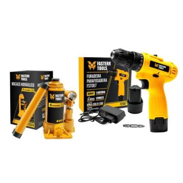 Imagem de Parafusadeira e Furadeira 12V com Macaco Hidráulico Garrafa 6 Tonelada