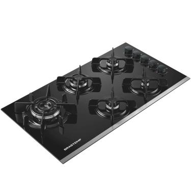 Imagem de Cooktop A Gás 5 Bocas De Embutir Brastemp Eclipse Bivolt Preto Bivolt