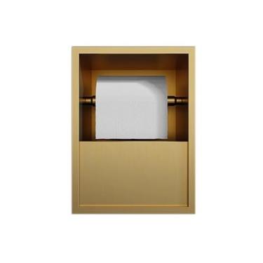 Imagem de Organizador de prateleira embutido para nicho de chuveiro - Suporte dourado para armazenamento de papel higiênico e artigos de higiene pessoal, sem necessidade de azulejos, solução versátil para