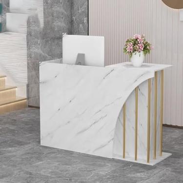 Imagem de Balcão frontal com gavetas com trava, mesa de recepção com balcão, balcão de recepção simples para sala de recepção, lobby, salão de beleza, varejo, balcão de check-out para loja, clínica Offi