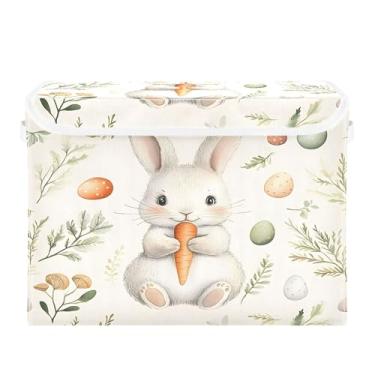 Imagem de SEHANY Cestas de armazenamento fofas de coelho de desenho animado com tampas, organizador de caixas de armazenamento de tecido para armário de roupas, cobertor de escritório, berçário, 42 x 32 x 30 cm