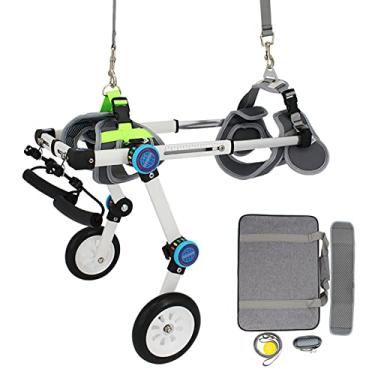Imagem de Conjunto de carrinho de cadeira de rodas ajustável para cadeira de rodas para cães, andador de animais de estimação com moldura de metal, auxilia animais de estimação com membros traseiros paralisados