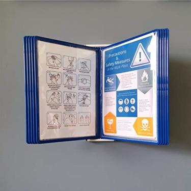 Imagem de Organizador de referência de montagem na parede – Rack de exibição de catálogo de 10 painéis, sistema de exibição de parede de metal para armazém, oficina, loja, laboratório - cor azul, solução