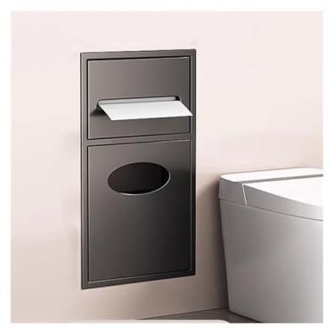 Imagem de Nicho de chuveiro de aço inoxidável - Armazenamento de banheiro embutido à prova d'água para xampu, artigos de higiene e papel higiênico - Rack organizador de banheiro preto durável