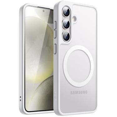 Imagem de JETech Capa Magnética para Samsung Galaxy S24+ / S24 Plus 5G, Compatível com MagSafe, Case Capinha para Translúcida Fosca Traseira à Prova de Choque (Prata)