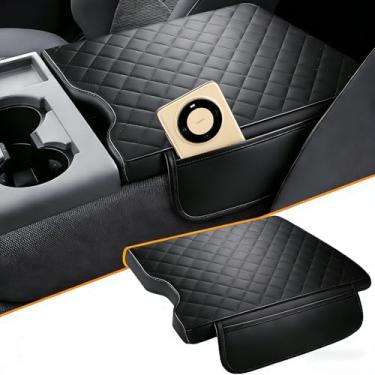 Imagem de ZAZCQIL Capa de console central adequada para Ford F150 2025-2015, 2017-2025 F250 F350 F450 com assento de salto 40/20/40 capa de apoio de braço de couro espesso protetor de tampa central com bolsos