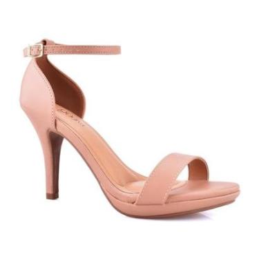 Imagem de Sandália Feminina Salto Alto Fino Godiva Bege Nude Aberto Conforto-Feminino