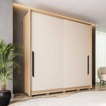 Imagem de Guarda-roupa Casal 2 Portas Correr 100% Mdf Barcelona Off White/Carvalho