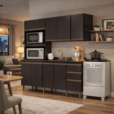 Imagem de Armário de Cozinha Modulada Compacta 3 peças 2,0m Essenza Móvel na Cai