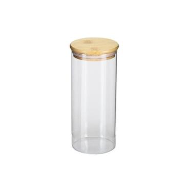 Imagem de Pote Borea Oikos Redondo de Vidro com Tampa de Bambu Hermética 800ml