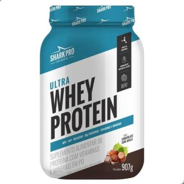 Imagem de Ultra Whey Protein Albumina Colageno Pote 900g Shark Pro, Chocolate co