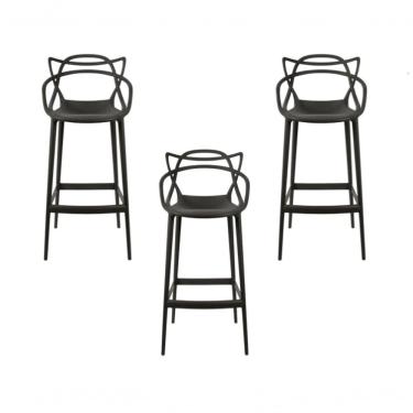 Imagem de Kit - 3 X Banquetas Médias Masters Allegra - 66 Cm - Preto