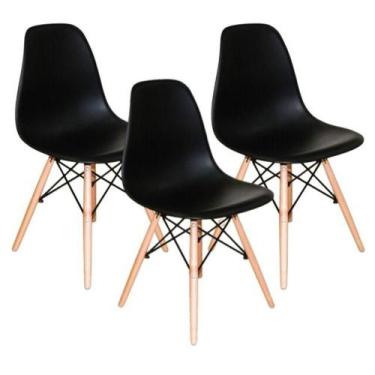 Imagem de Kit 3 Cadeiras Moderna Sala Jantar Cozinha Eiffel Pé Palito Preto - DE