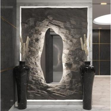 Imagem de Espelho Orgânico 100x50 com LED Frio Decorativo Parede Sala Quarto Ban