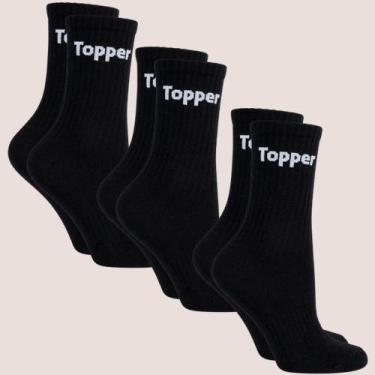 Imagem de Kit 3 Pares Meia Topper Cano Médio Para Treino e Uso Casual, Preto, 39