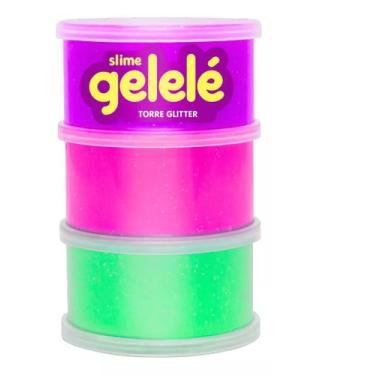 Imagem de Gelelé Torre Slime Glitter 3 Cores Geleca - Doce Brinquedo Roxo-Rosa-V