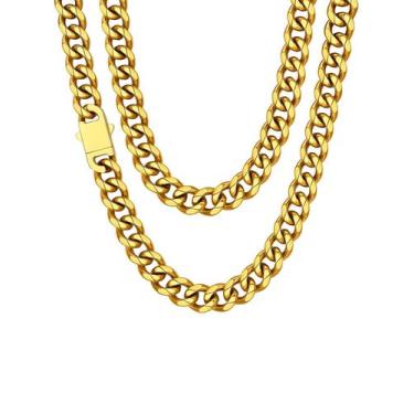 Imagem de Colar ChainsHouse Cuban Link Chain em aço inoxidável banhado a ouro