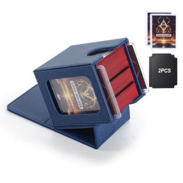 Imagem de Janela de exibição dupla MTG Deck Box Stepane em couro PU azul
