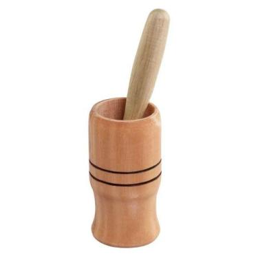 Imagem de Pilão Madeira Rustico Com Amassador Para Temperos Macerador - Gici Cas