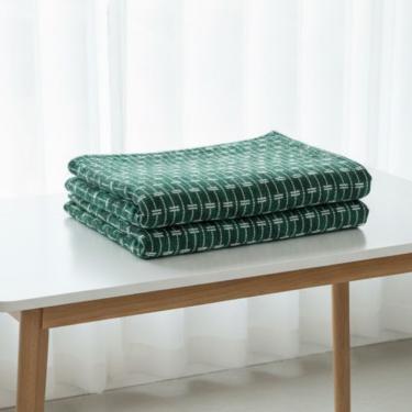 Imagem de Manta para Sofá 2 e 3 Lugares Super King 2,50x1,80 Decorativa Luxo Verde C Branco Algodão Panos do Lar