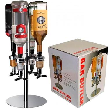 Imagem de Dispenser de Bebidas Giratório para 4 Garrafas Dosador 45ml em Inox e Alumínio para Bar e Adega Yeet