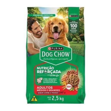 Imagem de Ração Dog Chow Extra Life Cães - Adultos, Médio/Grande, Carne/Frango/A