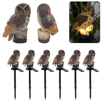 Imagem de Coruja Luminaria Solar Kit 6 Uni Enfeite Casa Jardim Quintal Iluminacao Decoracao Resistente Luz led Multiuso Resistente