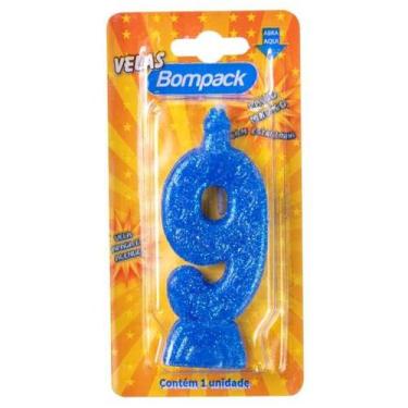 Imagem de Kit c/ 6 Vela Supernumeros Bompack N9 Azul Un - Embrast