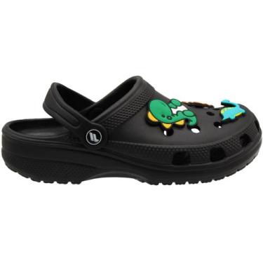 Imagem de Clog Infantil Corfly Botons Divertidos Removíveis Menino, Preto, 30/31