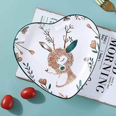 Imagem de GUIPAIHAI Assadeira quadrada de cerâmica criativa para assar, prato de jantar doméstico com alça única (cor B)