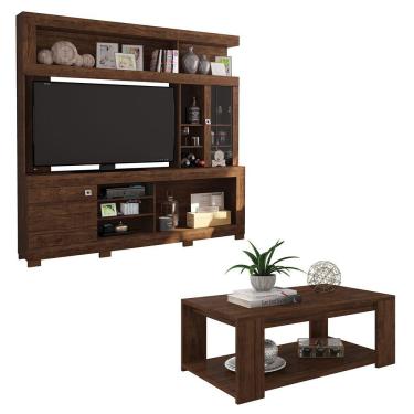 Imagem de Conjunto Sala De Estar Estante Mesa Marrom Diplomata Caemmun