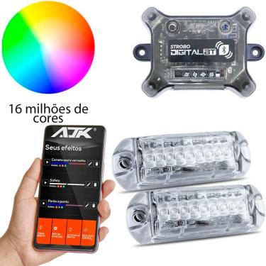 Imagem de Nova Central Strobo Led Automotivo AJK Bluetooth + 2 Faróis