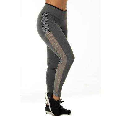 Imagem de Calça Legging Mescla com Grade Lateral Neon | 4501