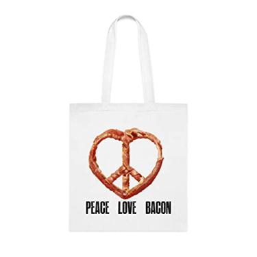 Imagem de Sacola engraçada de bacon com amor da paz, presente de bacon e sacolas reutilizáveis, ideia de presente de cesta de Natal de, Branco