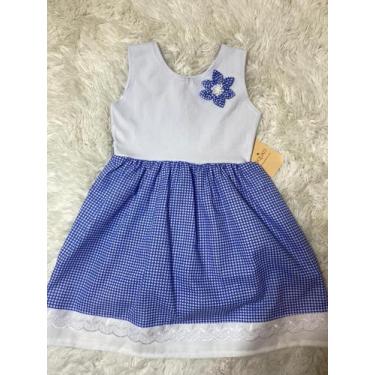 Imagem de Vestido Infantil Menina Flor Com Xadrez Azul - Squad