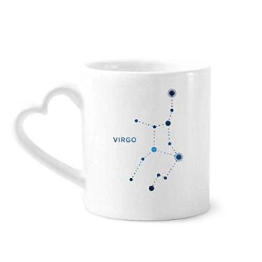 Imagem de Caneca de café cerâmica com signo do zodíaco da constelação de Virgem copo de coração de vidro