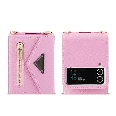 Imagem de Estojo de couro fashion para Samsung Galaxy Z FLIP 4 Capa à prova de choque, bolsa crossbody, cordão para telefone, 2, para Samsung Z flip4